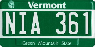 VT license plate NIA361