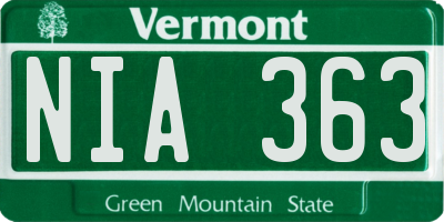 VT license plate NIA363