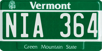 VT license plate NIA364