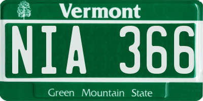 VT license plate NIA366
