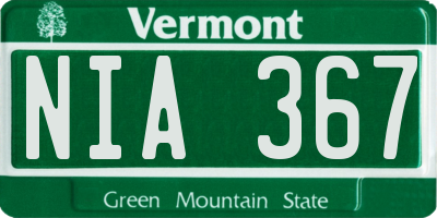 VT license plate NIA367
