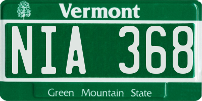 VT license plate NIA368