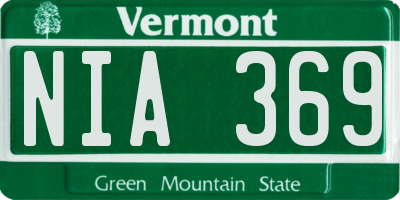 VT license plate NIA369