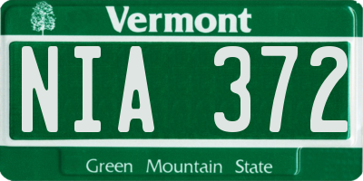VT license plate NIA372