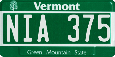 VT license plate NIA375