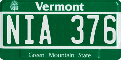 VT license plate NIA376
