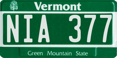 VT license plate NIA377