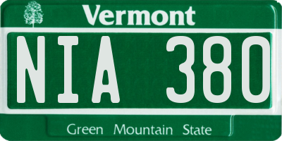 VT license plate NIA380