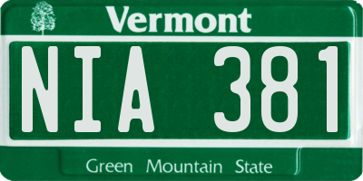 VT license plate NIA381