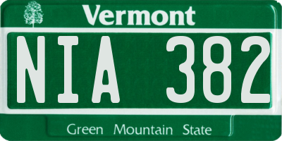 VT license plate NIA382