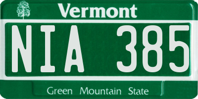 VT license plate NIA385