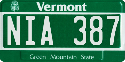 VT license plate NIA387