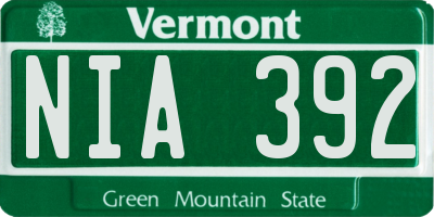VT license plate NIA392