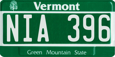 VT license plate NIA396