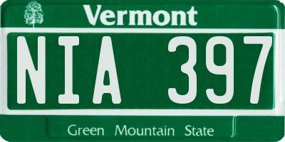 VT license plate NIA397