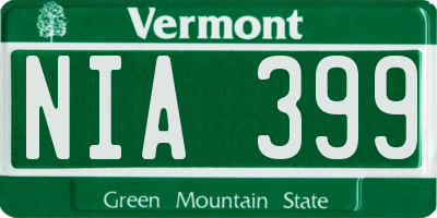 VT license plate NIA399