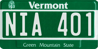 VT license plate NIA401