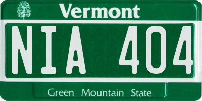 VT license plate NIA404
