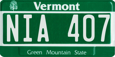 VT license plate NIA407