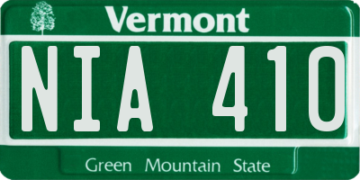 VT license plate NIA410