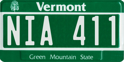 VT license plate NIA411