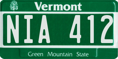VT license plate NIA412