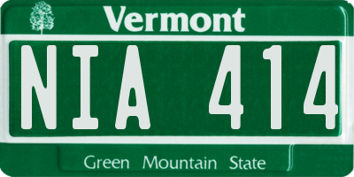 VT license plate NIA414