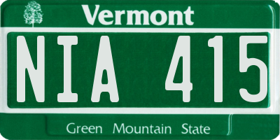 VT license plate NIA415