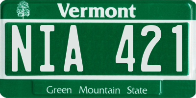 VT license plate NIA421