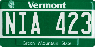 VT license plate NIA423