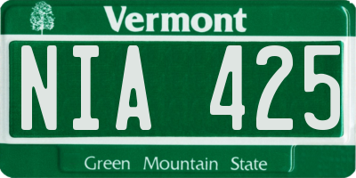 VT license plate NIA425