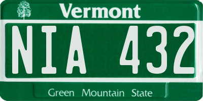 VT license plate NIA432