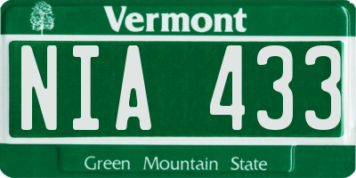 VT license plate NIA433