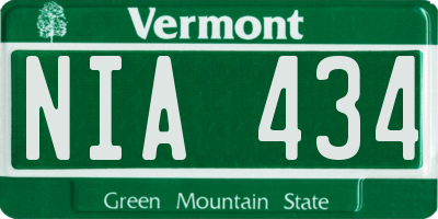VT license plate NIA434