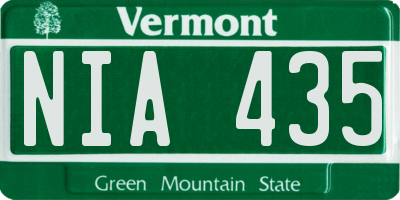 VT license plate NIA435