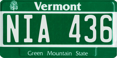 VT license plate NIA436