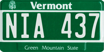 VT license plate NIA437