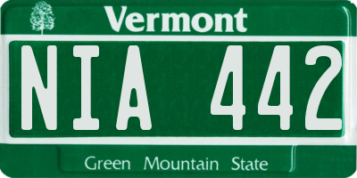 VT license plate NIA442