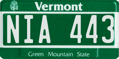 VT license plate NIA443