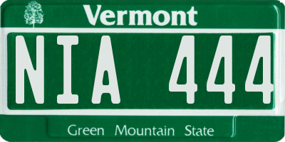 VT license plate NIA444