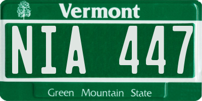 VT license plate NIA447