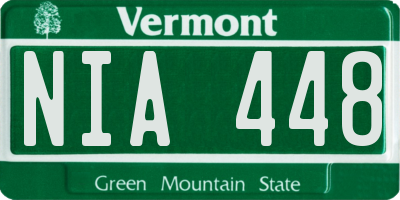 VT license plate NIA448
