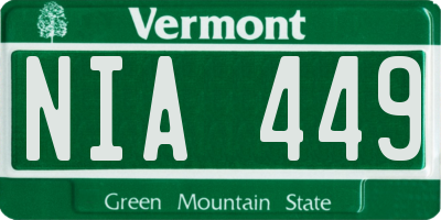 VT license plate NIA449