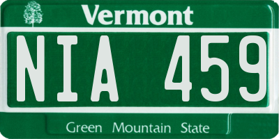 VT license plate NIA459