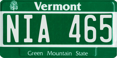 VT license plate NIA465
