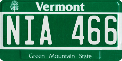 VT license plate NIA466