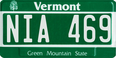 VT license plate NIA469