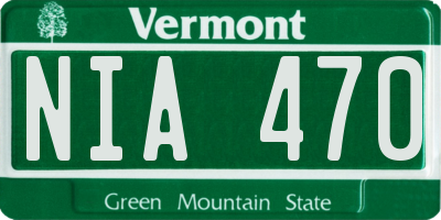 VT license plate NIA470