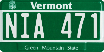 VT license plate NIA471