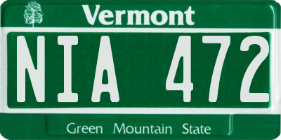 VT license plate NIA472